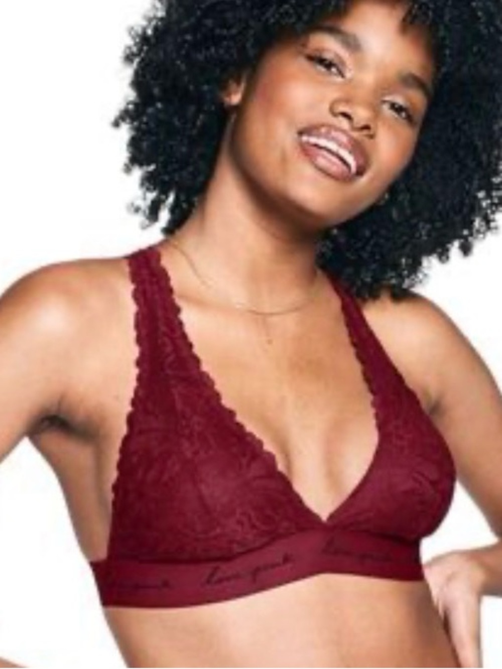 PINK Victoria's Secret Lace Bralette in Burgundy size S